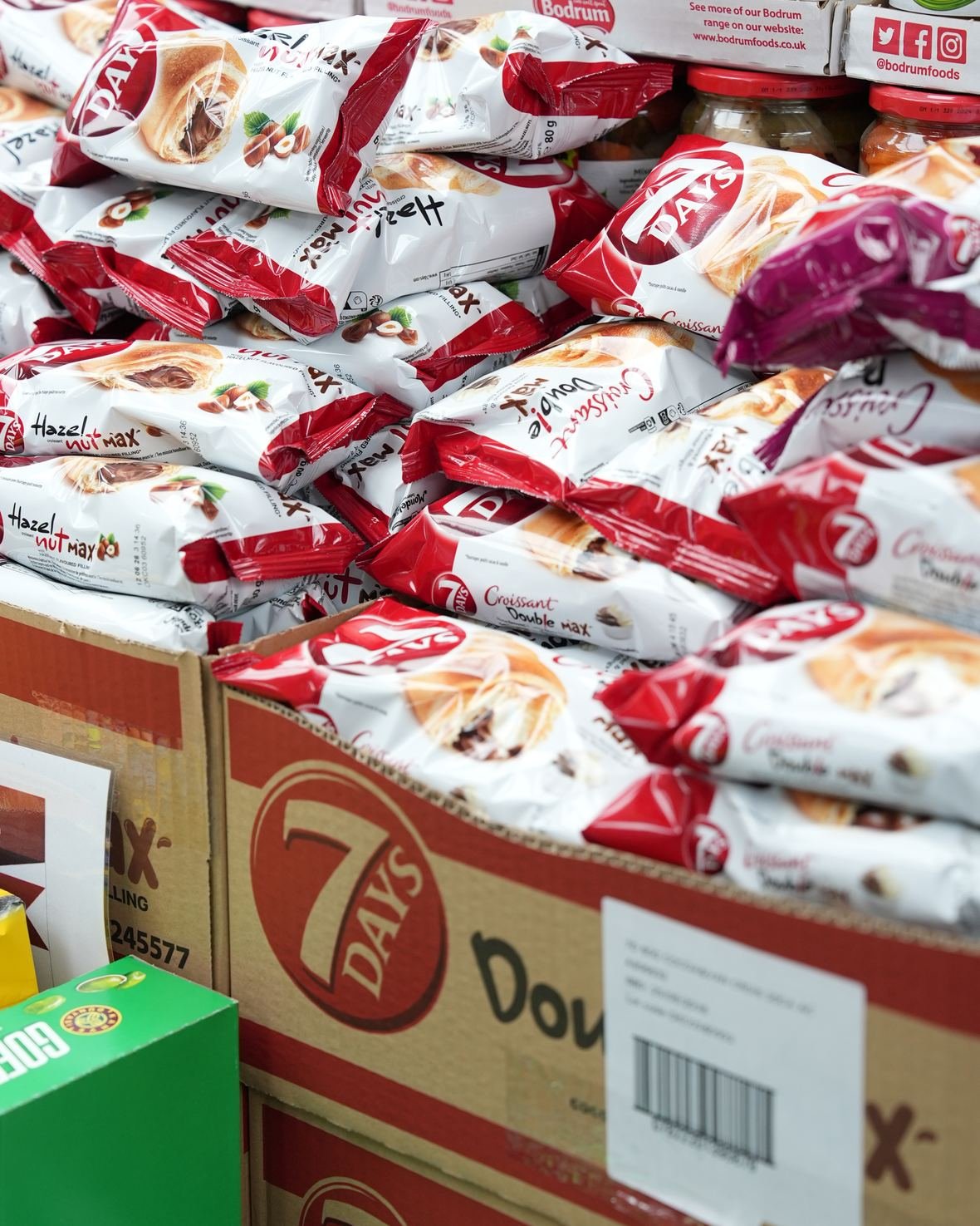 Boxes of 7Days croissants and pastries at Mega Food Centre