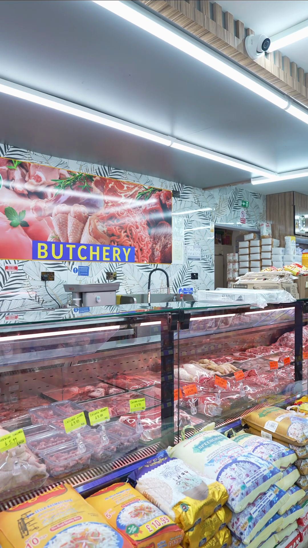 The halal butchery counter at Mega Food Centre, Canons Park